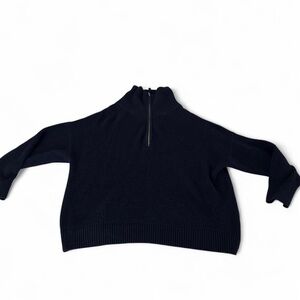Aerie Black Half-Zip Turtleneck Sweater